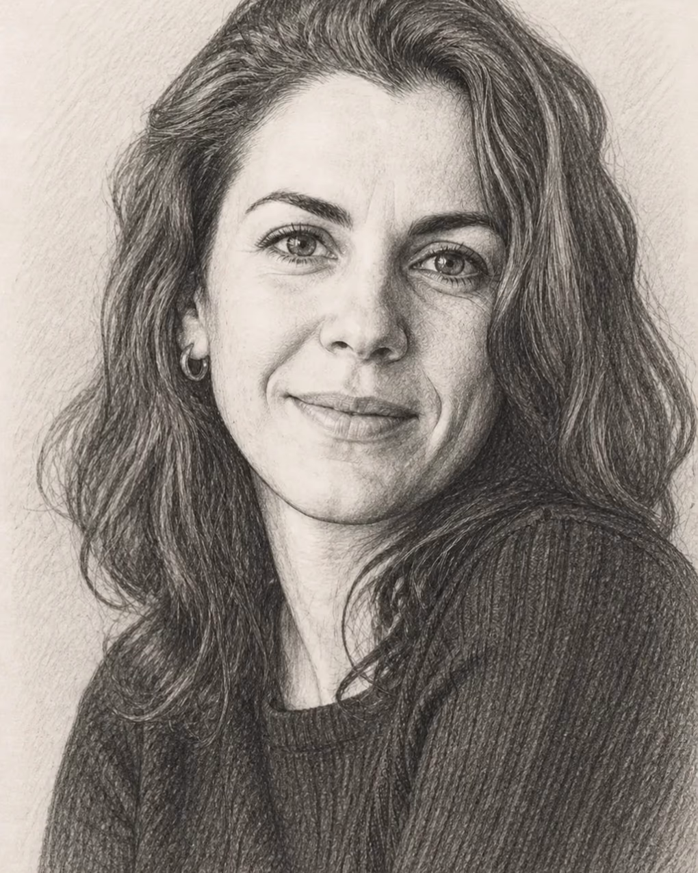 Retrato personalizado de uma mulher em estilo de desenho a lápis grafite